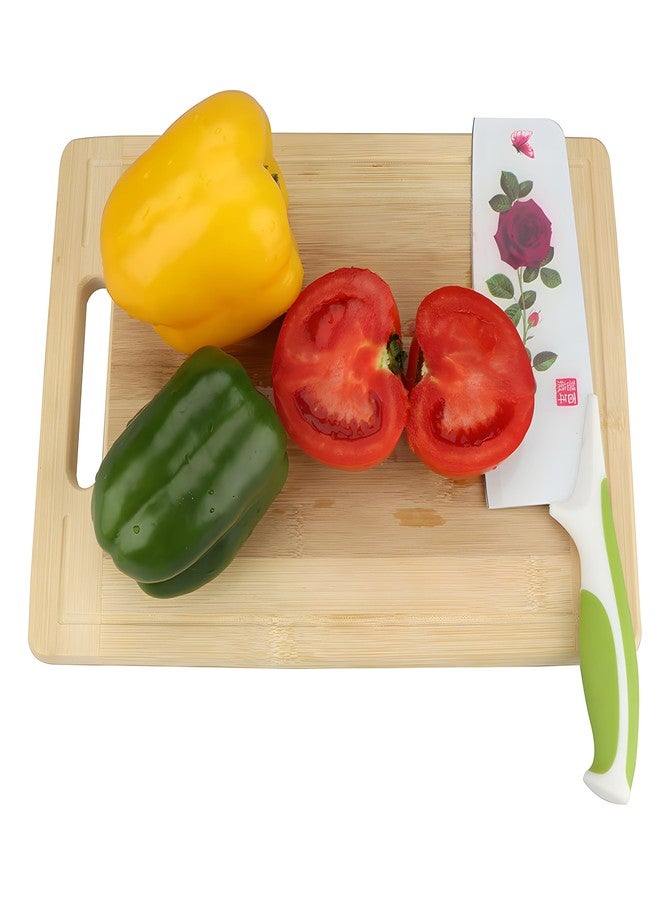 AB SALES Bamboo Cutting Boards for Kitchen, Wood Chopping Boards with Juice Groove & Handles, Cutting Board for Vegetables, Fruit & Cheese | Heavy Duty Serving Tray | 24 X 34 cms | 1.8 cm Thickness - Image 3